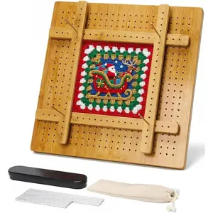 13"Crochet Blocking Board - Upgraded Style with 4 Tension Rods and 20 Pegs - Blocking Boards for Crochet Projects, Ideal for Granny Square Card Deck Users ( Colour)