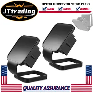 2PCS Black Rubber Trailer Hitch Cover Tow Tube Plug Caps for Most Vehicles 2 Inch Hitch Receivers Tube Durable & Stable Car Exterior Accessories