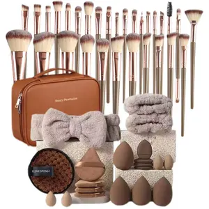 Complete Makeup Tool Set, Includes Makeup Brushes, Cleansing Kit, Makeup Brush Washer, Sponge, Professional Beauty Tools, Portable, Perfect Gift, Makeup Bag Set