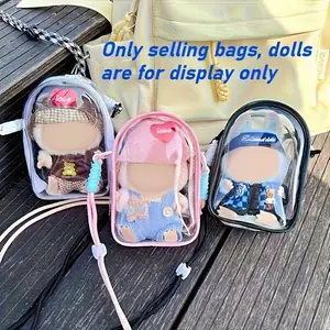 Single shoulder bag cotton doll pain bag pvc transparent walking baby bag dust storage compatible with LABUBU Casual Crossbody Bag