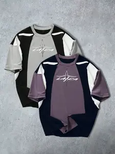 Men's Casual Graphic Print T-Shirt Set, Summer Short Sleeve Daily Wear, Comfortable Campus Style Clothing for All Seasons