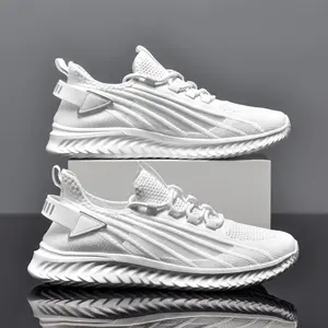 2023 Summer Lightweight Flyknit Mesh Sports Casual Shoes, Size 47, Lightweight Running Shoes, Extra Large Size 48, Men's White Sneakers