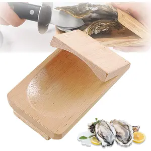 Wood Shucking Clamp Oyster Shucking Protector, Wooden Holder Oyster Shucking Clamp, Oyster Opener Tool for Kitchen Home Outdoor Barbecue Camping Utensils Smooth
