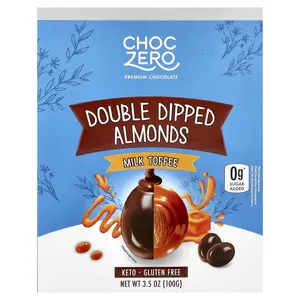 ChocZero Premium Chocolate, Double Dipped Almonds, Milk Toffee, 3.5 oz (100 g)