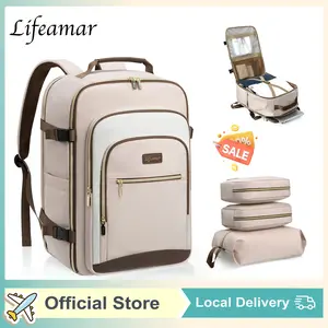 LIFEAMAR 40L Travel Backpack for Women & Men - Large Capacity, Waterproof, TSA Approved, with 3 Packing Cubes & Laptop Compartment, Ideal for Hiking & Weekender Trips