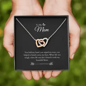 Personalized Interlocking Hearts Pendant Necklace, Christmas Gift Ideas Birthday Gift For Mom, To My Mom Necklace, Present For Mom, Gift Ideas For Mom
