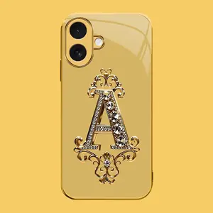 Suitable for [iPhone 16] high-end phone case🥰，Features a premium-look printed design—not actual 3D diamond studs—with all 26 letters available for you to choose from，drop-resistant and fingerprint-resistant YM99
