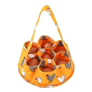 Mini Egg Collecting Basket, Canvas Storage Bag with 7 Pouches, for Chicken, Duck, Goose, Bird Egg Collection, Ideal for Farm, Garden & Home