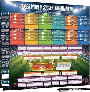Extra Large Soccer Tournament Schedule Poster, 39.4" x 27.6", 1 Pc Soccer Calendar Wall Chart Decorations, 2026 Soccer Tournament Wallchart for Fans Home Office Bar Party Decor