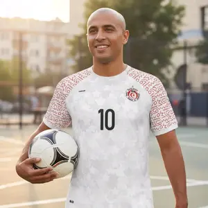 Zado Tunisia National Team Soccer Jersey in Red and White - Limited Edition, Regular Fit Design