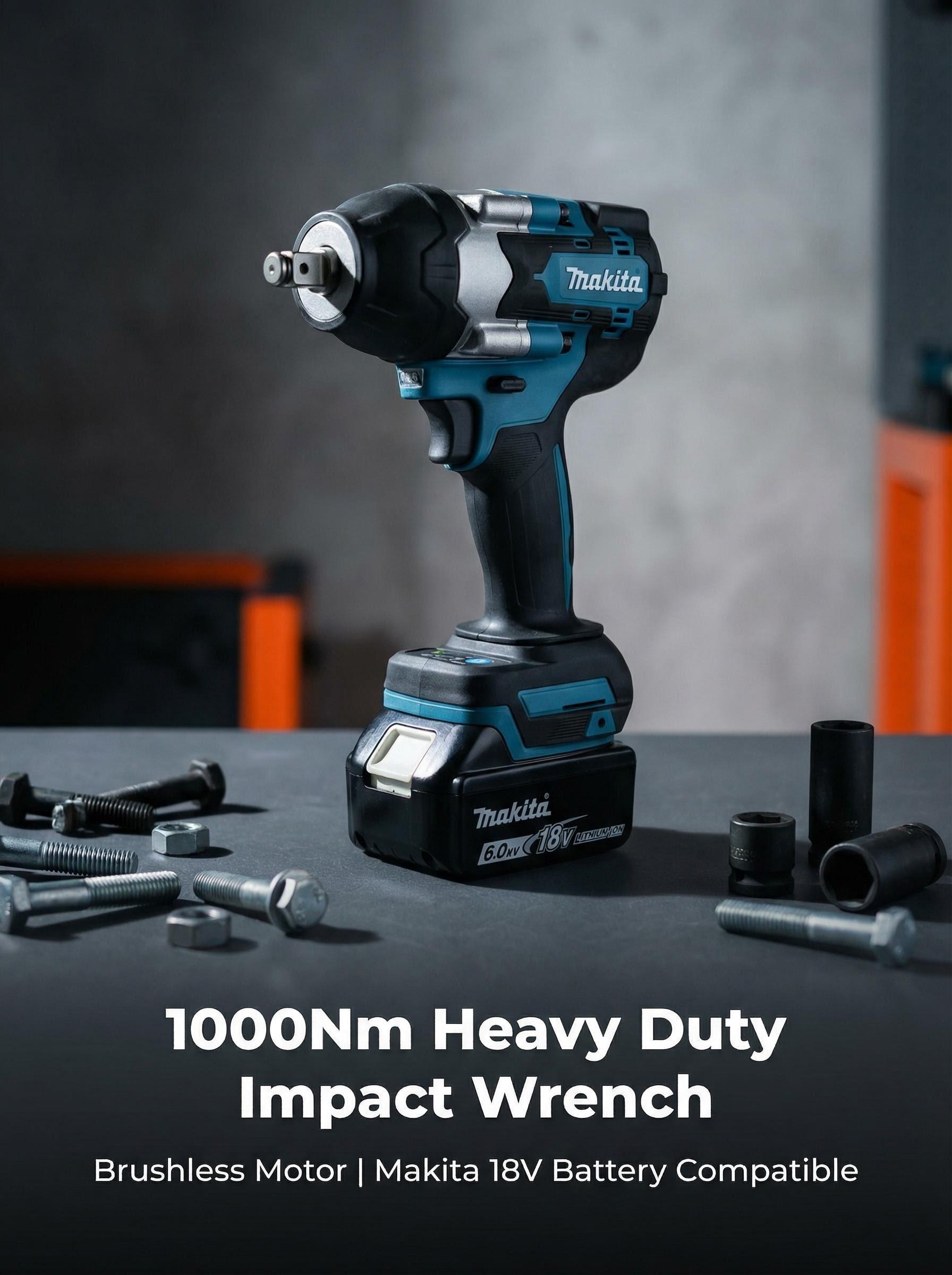 Makita 700 1/2 In Impact Wrench High Torque 1000 Nm Breakaway for Construction and Equipment Assembly Use