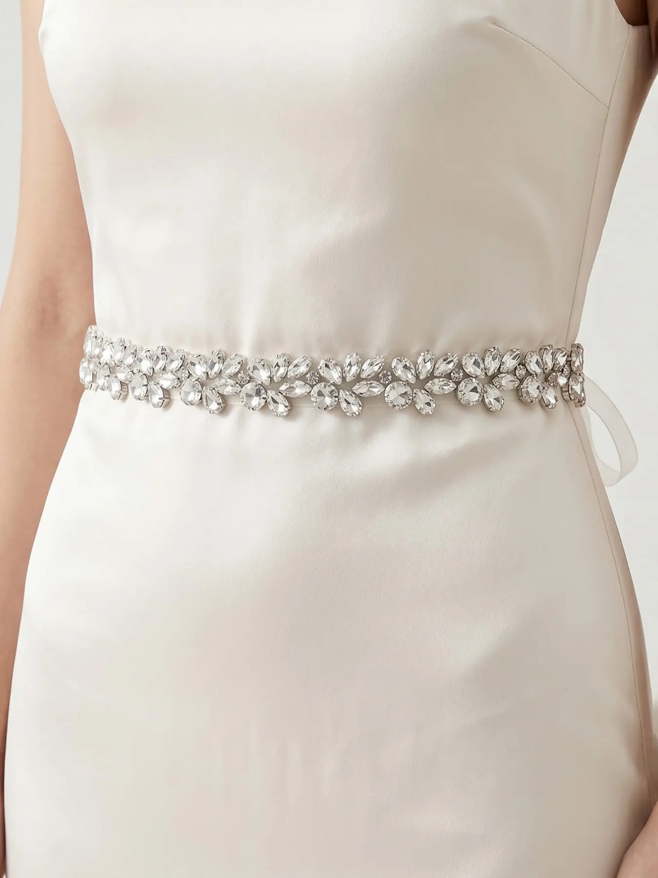 Bridal High-End Sparkling Rhinestone Waist Belt For Dress, Heavy-Duty Rhinestone Organza Ribbon Sash, Wedding Bridesmaid Evening Gown Accent, Belts For Dresses