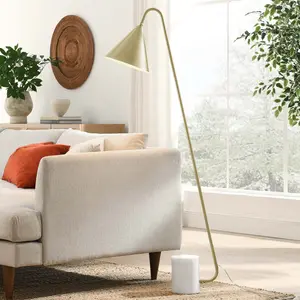 Modway Ayla Marble Base Floor Lamp in Satin Brass