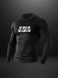 Men's Hooded Long Sleeve T-Shirt Knit, Casual Fashion Fitted Pullover for Daily Wear & Outdoor Activities, Comfortable Fit Design