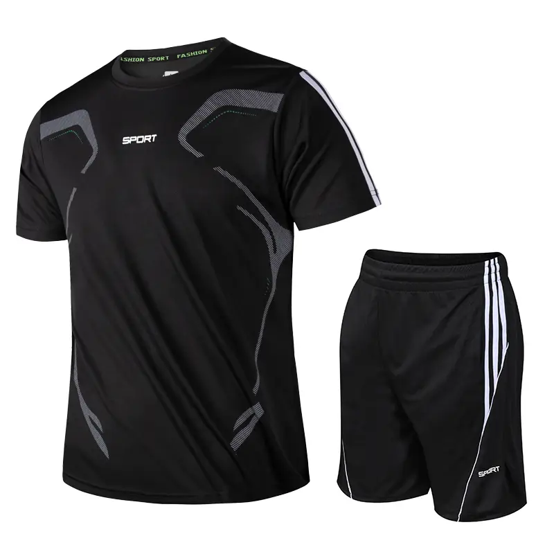 Men’s Sportswear Tracksuit Set Summer Short Sleeve Shirts & Shorts Pants Sets Activewear Outfits Gym Joggers
