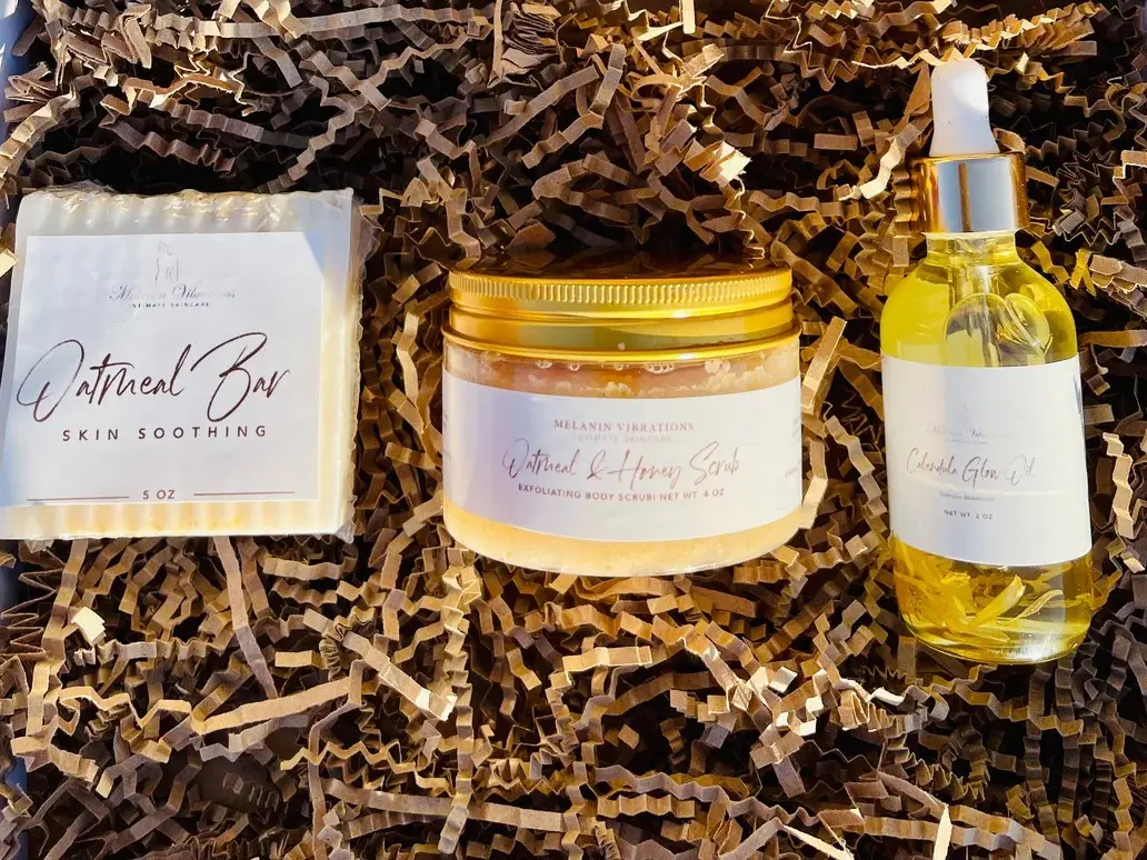 MELANIN VIBRATIONS Oatmeal Eczema & Psoriasis Healing Kit Gift Set