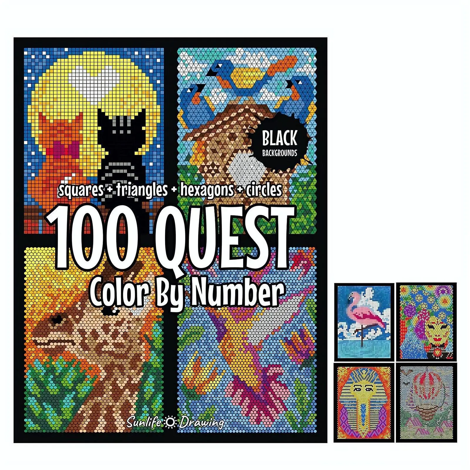 Adult Coloring Book, 100 Challenging Digital Puzzles, Diy Puzzle, Geometric Puzzle, Square Triangle Hexagon Circle Shapes, Soft Cover, Office Supplies, Diary Planner