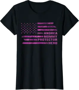 Womens Wife Mommy Protector Hero Camo Pink American Flag Andrea T-Shirt - Nataliesa Shop 31B0D82LMMK4