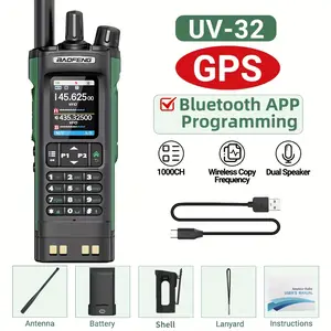 BAOFENG UV-32 GPS Walkie Talkie 10W Multi Band Bluetooth Programming Wireless Copy Frequency NOAA Long Range Ham Two Way Radio