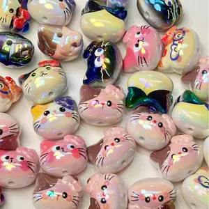 B01 Acrylic Bead Mix for Beadable Pens Keychains and DIY 16mm Cat Face Design Pretty Beads for Creative Projects