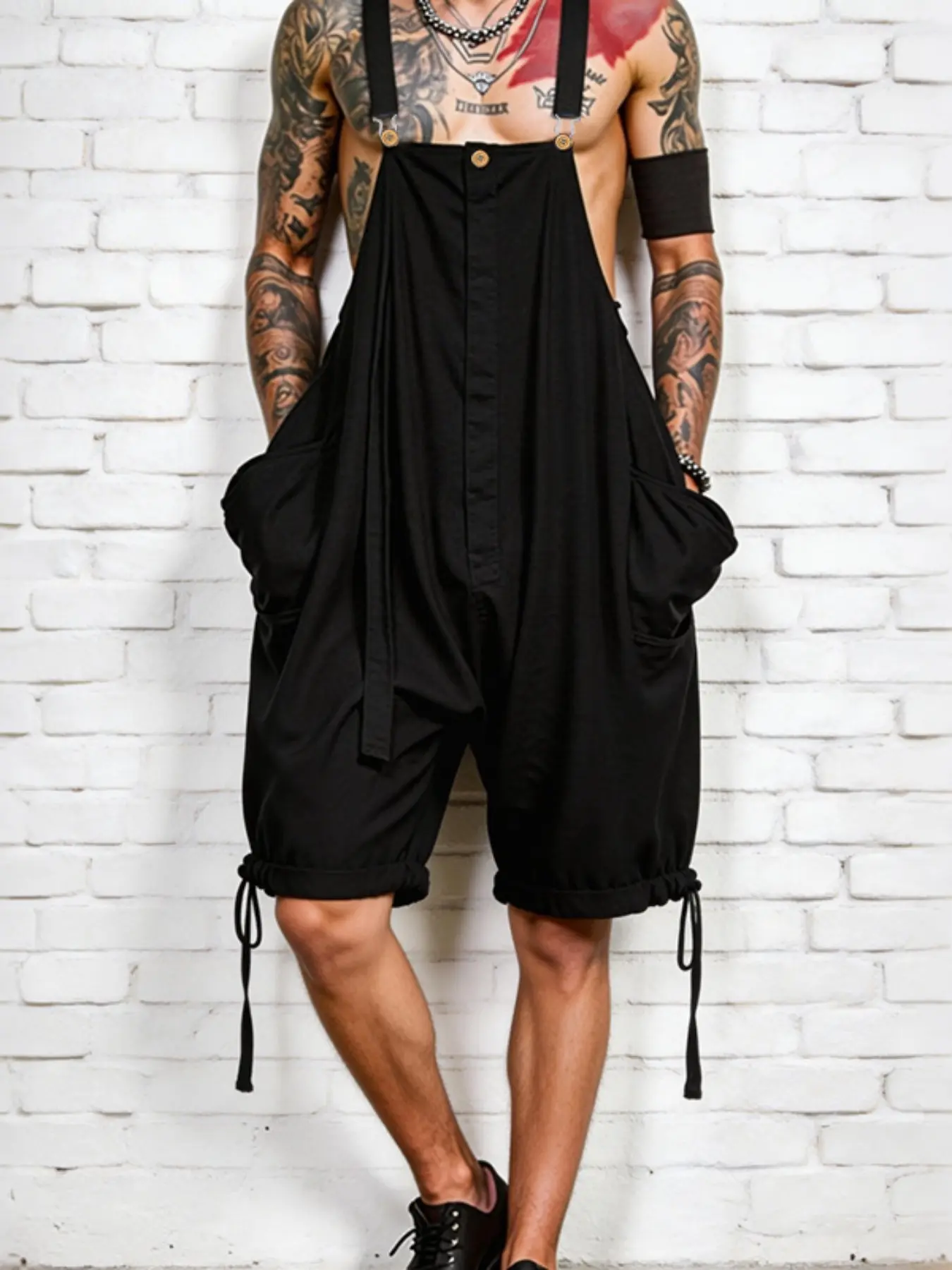 INCERUN Men's Fashion Loose Fit Solid Color Sleeveless Romper Overalls, Comfortable and Stylish One-Piece, Perfect for Casual Wear
