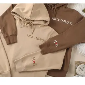Embroidered Roman Numeral Hoodie,Matching Hoodie,Couple Hoodies gift,Valentine's Day Gifts,Anniversary gift,Initial Hoodie,Engagements gift Crewneck Menswear Classic