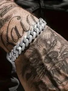 2024 New Style Rhinestone Decorated Bangle, Fashionable Jewelry for Women & Men, Trendy All-match & Exquisite Matching Bracelet for Birthday Gift, Cuban Chain Bracelets