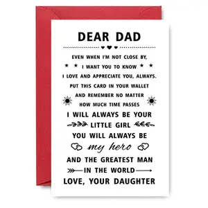 Dear Dad Heartfelt Greeting Card, 1 Count Warm Message Card, Perfect for Father's Day/Birthday Gifts to Express Love & Appreciation