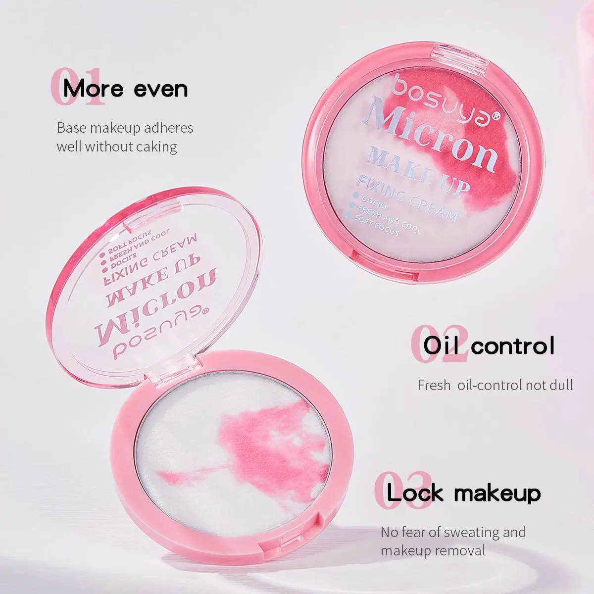Bosuya Micron Make Up Fixing Cream Powder B2102 - Long Lasting