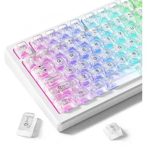 Clear keycaps,Transparent Keyboard keycaps,Jelly Key caps Set,Shine Through keycap,MDA Profile Keyboard caps for Mx Switches Mechanical Keyboard(White)