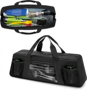 Grill Tool Storage Bag, Outdoor BBQ Utensil Holder for Barbecue Tool up to 20", Large Grill Utensil Storage  with Pockets, BBQ Accessories Case Container for Camping, Bag Only, Black