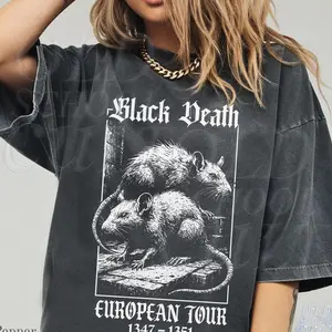 Black Death European Tour Vintage Comfort Colors T-Shirt, Retro Gothic Medieval Dark Art Graphic Tee YVG