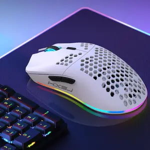 HXSJ Wireless Gaming Mouse, Honeycomb 2.4G USB Cordless Mouse, RGB Rechargeable PC Game Mice with RGB Lights, for Desktop/Laptop/PC/MAC, Gaming Accessories