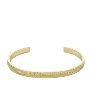 Fossil Women's Harlow Linear Texture Gold-Tone Stainless Steel Bangle Bracelet