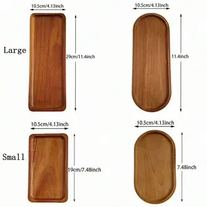 1pc Teak Tray, Breakfast Tray, Coffee Tray, Bathroom Tray, Tea Tray, Rectangular Tray with Groove Handle, Kitchen Storage Tray