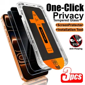 3-piece Dust-Free Privacy Set iPhone 17 Pro Max 6.9inch Protective Glass Screen Protector with Automatic Dust RemovalCompatible with iPhone 16 Pro Max, 16E, 15 Pro Max, and 14/13, includes installation tools.