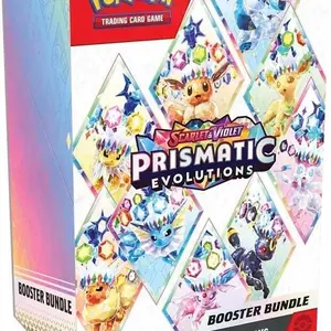 Pokémon TCG: Scarlet & Violet - Prismatic Evolutions Booster Bundle - Includes 9 Packs, 1 Promo Card, 65 Sleeves, 45 Energy Cards, and More