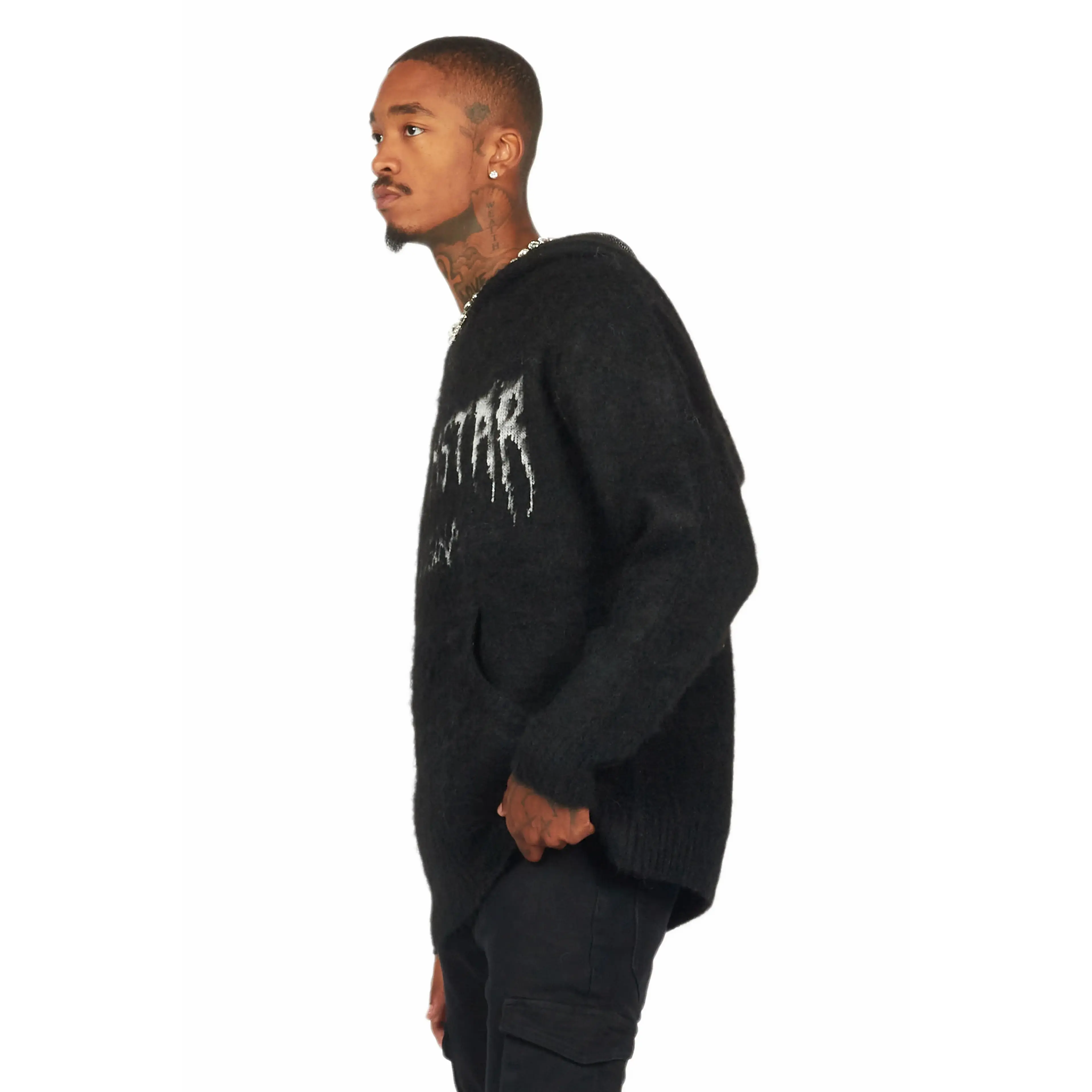 Andros Black Graphic Knitted Hoodie - TikTok Shop