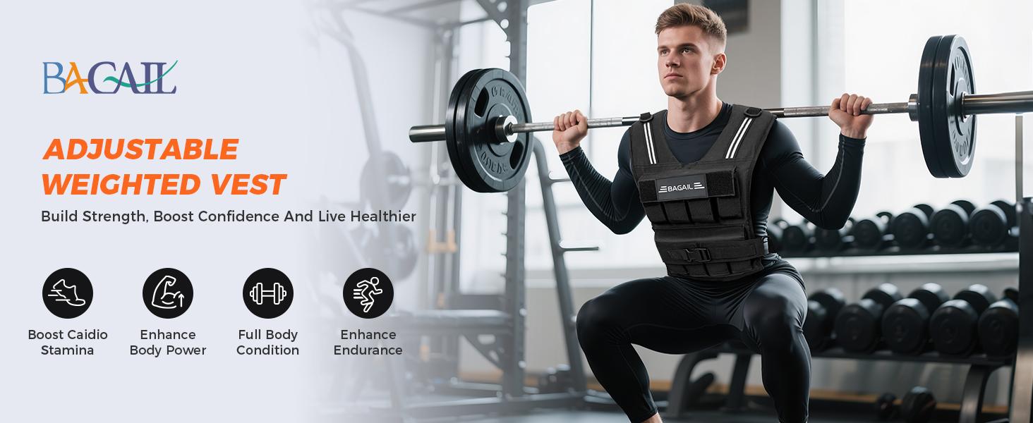 【SummerVibes】BAGAIL Adjustable Weighted Vest for Men & Women - 20lbs/30lbs/40lbs Removable Iron Weights, Heavy Duty Fitness Vest for Strength Training, Walking Running, Home Workouts