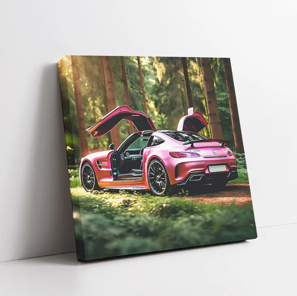 Mercedes Amg Gt Pink In Forest Cars Wall Posters For Mens Room Framed & Gift Men