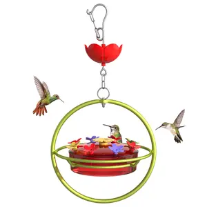 Hummingbird Feeder for Outdoors,Containing Ant Moat & 8 Feeding Ports,Outdoors Garden Yard Décor,1Pc Hummingbird Feeder top Filling.Metal Frame