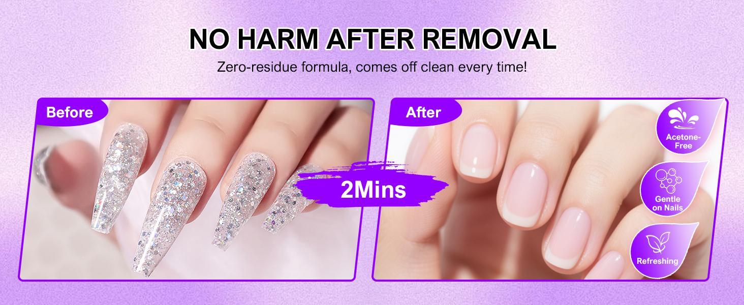 Nail glue with glue remover kit, super strong nail glue 15g for acrylic nails press on nails, 15g glue to remove false nails, strong glue remover, nail polish manicure