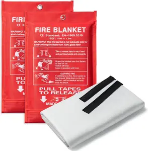 2 Pack Emergency Fire Blanket for Home and Kitchen, High Heat Resistant Fire Suppression Blanket, Fiberglass Flame Retardant Safety Blankets (39.4" x 39.4")