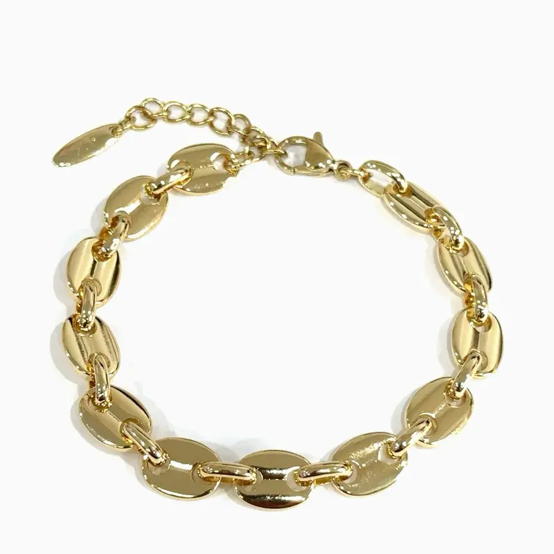 Beans Brazalete Gold Plated 14k Tied 7 Inches Plus Extension Chain Bracelet for Stylish Wear