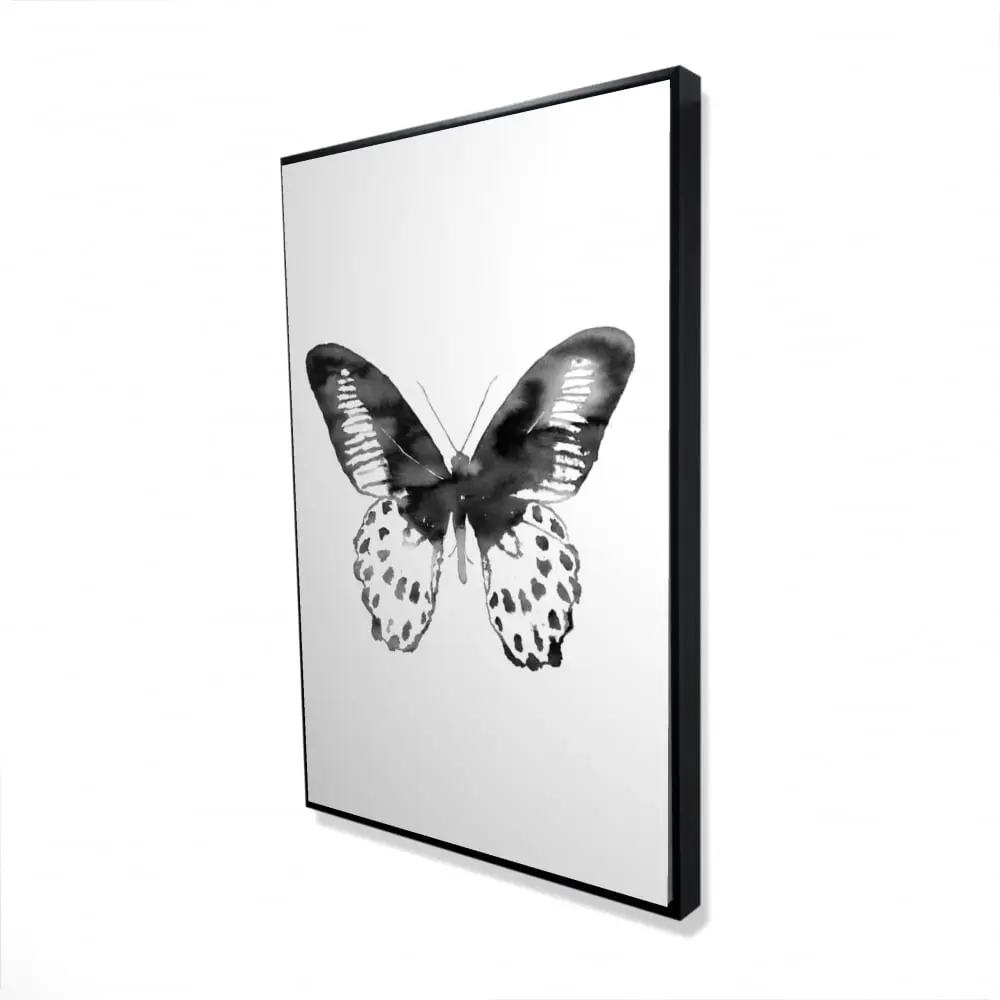 360 Stand Black Butterfly Motif Framed Art - 24x36 in. Artistic Nature Wall Print, Insect Theme Decoration for Home Rooms, Artwork, Butterfly Wall Arts, Framed Wall Arts