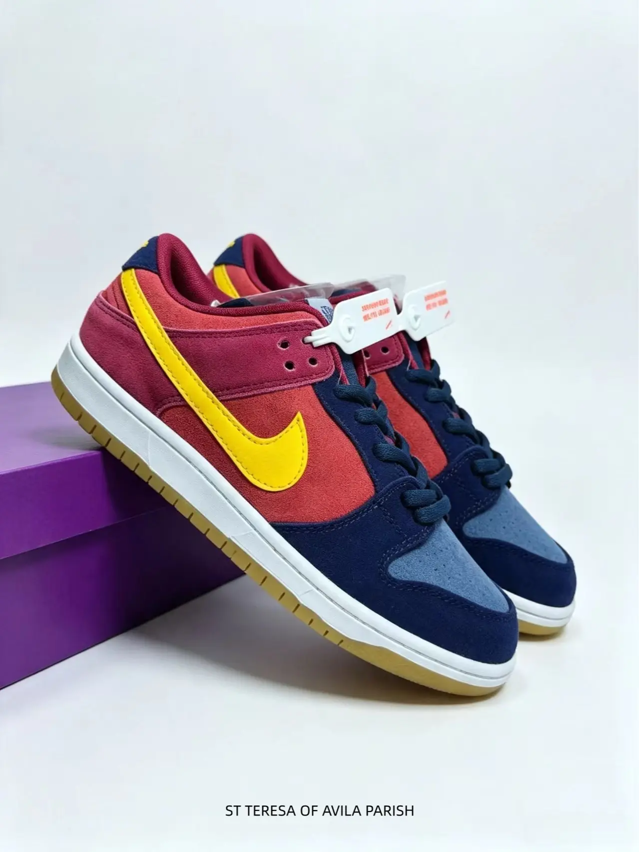 Collectible Sports Style Sneakers - Rich Suede Upper, Layered Navy/Red/Yellow Accents, Gum Rubber Outsole with Great Grip for Daily Wear & Casual Street Styling
