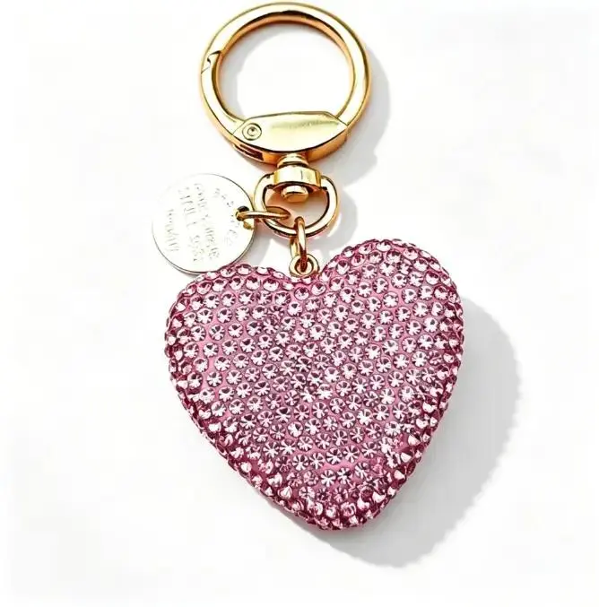 Women's Elegant Heart Rhinestone Keychain - Trendy Bling Crystal Ornament, Stylish Bag Charm, Bag Accessories, Ideal Gift for Mother's Day, Friends