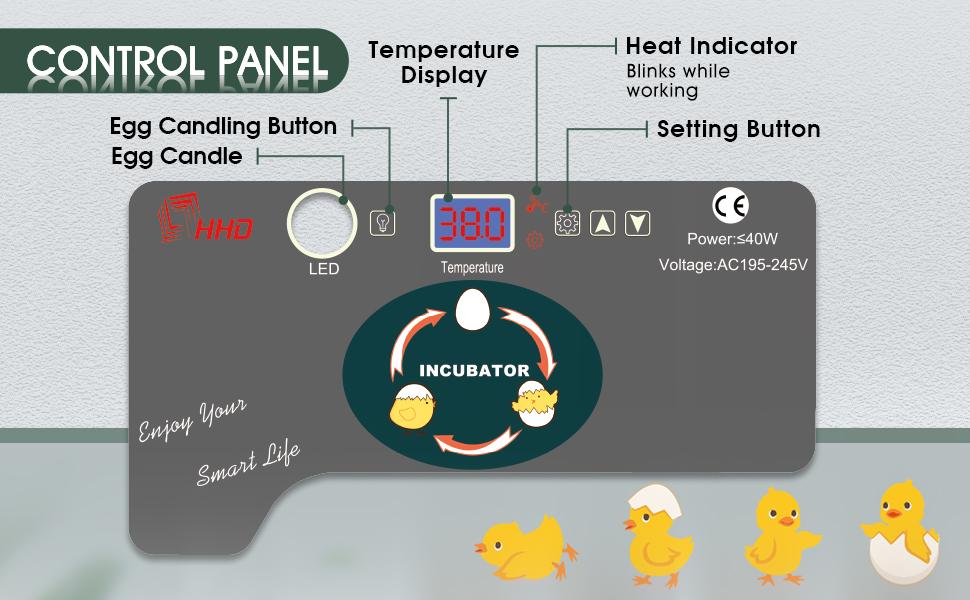 Egg Incubator for Hatching Chicks, Automatic Egg Turner Holds 12 Eggs