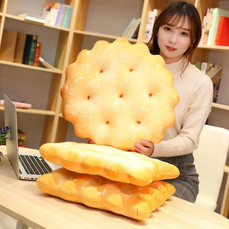 New 38CM Simulation Biscuits Pillow Plush Cushion Plush Toy Doll Kids Home Decor Biscuits Seat Cushion Chair Car Seat Cushion