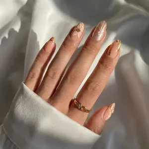 Golden Petal Almond Nails - Press On Nails